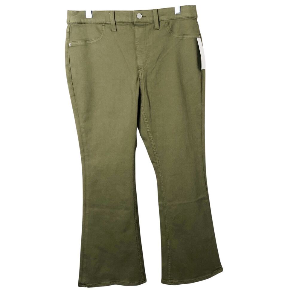 Denim + Company NWT Women's Olive Green Pull-On Flare Stretchy Jeans 12 Petite